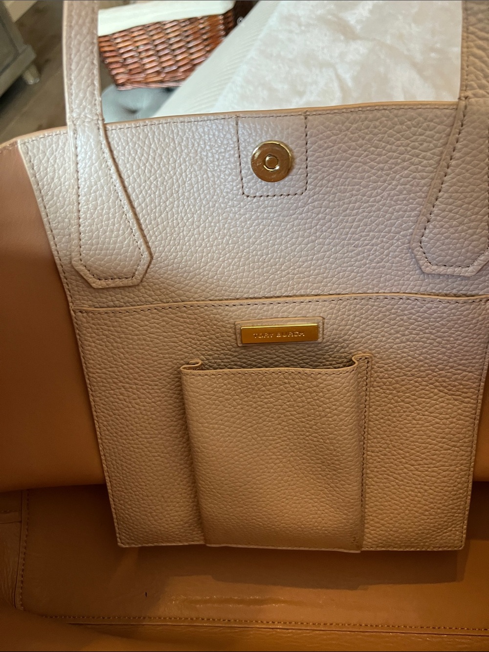 Tory Burch Dusty Pink Pebbled Leather Tote - Picture 3 of 5